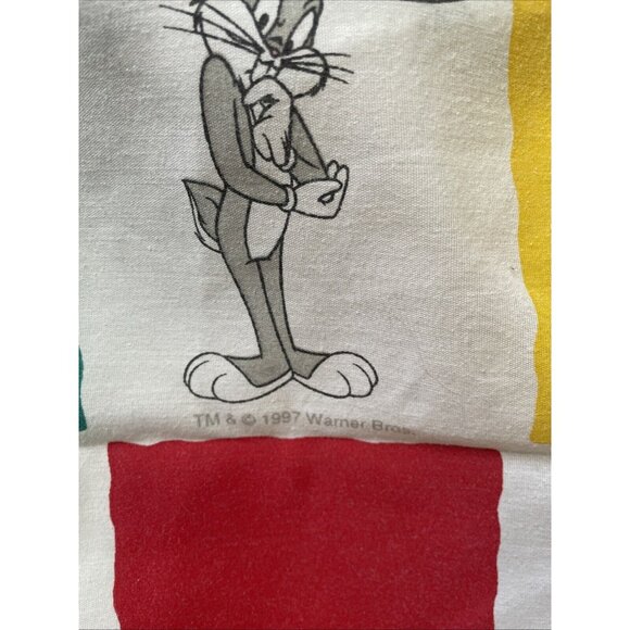 Vintage 1997 Warner Bros Bugs Bunny Twin Flat Sheet 70% Polyester 30% Cotton Mul - Picture 3 of 12